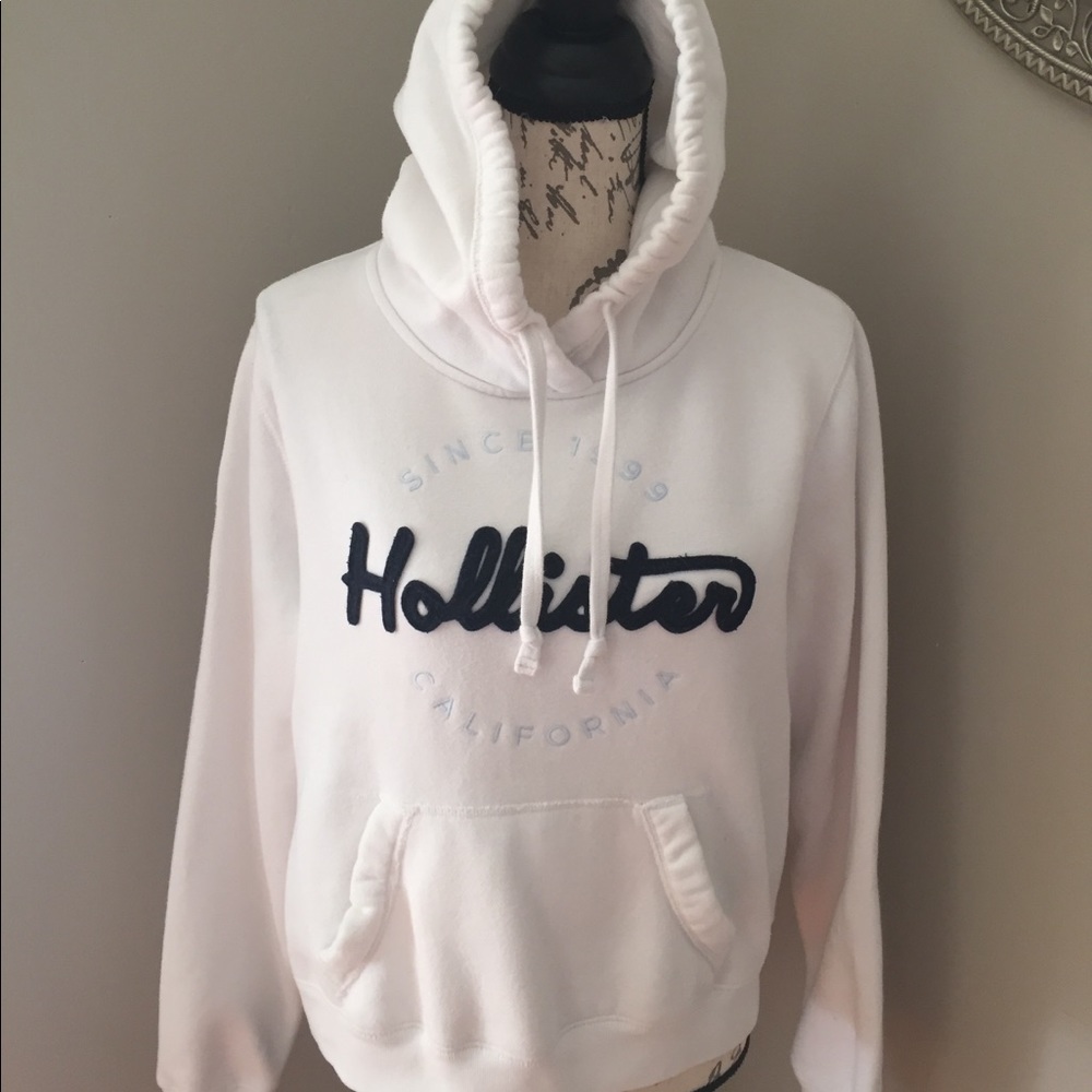 Hollister White Hoodie Large